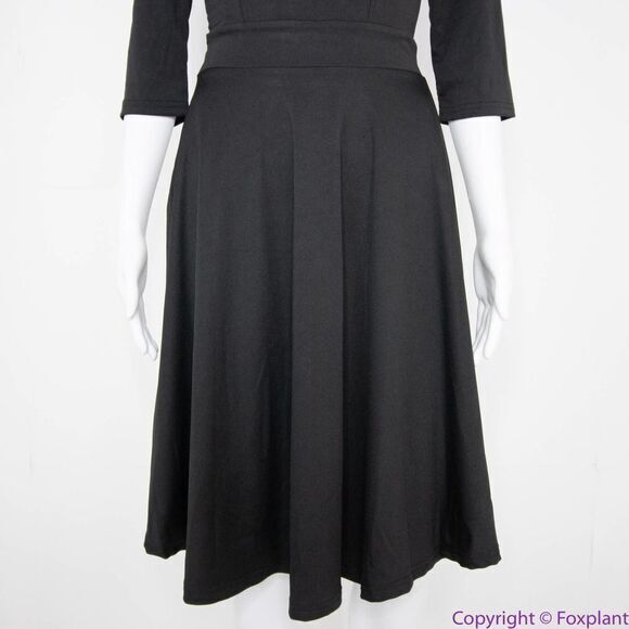 NEW Meaneor black fit and flare midi‎ dress scoop scallop neckline, S - Picture 4 of 16